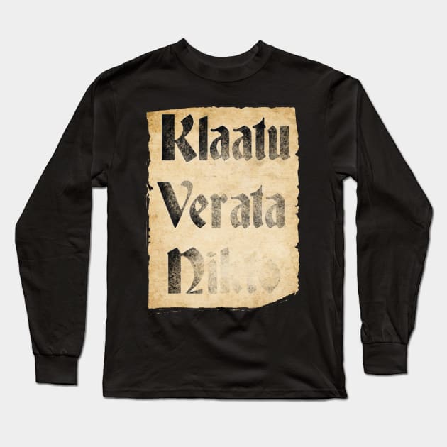 Klaatu Verata Necktie (Parchment) Long Sleeve T-Shirt by lucafon18